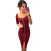 Partykleider 2024 Sommer Herbst Frauen Kleid Blau Rot Schwarz Mode Knielang Sexy Bürokleidung