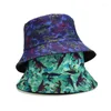 Berets Frühling Sommer Reversible Fischer Hut Männer Cartoon Dinosaurier Gedruckt Becken Outdoor Eimer Hüte Hip Hop Cap Panama