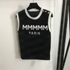Letter Knitted Vest Sexy Tank Top For Women Design Shoulder Metal Buttons Knits Tees Fashion Slim Vests