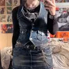 Y2K Denim Vest cropped denim jacket Corset Top Buttons V Neck Vintage Streetwear Women Grunge Aesthetic Tanks Summer Clothes 240111