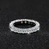 Bandringar hela raden för kvinnor 925 Sterling Silver D White Gold Diamond Wedding Fine Jewelry Gift