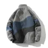 Vintage polar fleece herrjacka överdimensionerad kontrastfärgrock varm manlig utkläder vinter parkas jacka mäns kläder 240110