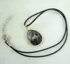 Pingente colares gotas de água natural labradorite pingentes pedra correntes de couro para diy colar jóias fazendo