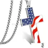 Collane con ciondolo Collana con croce bandiera americana in acciaio inossidabile per uomo donna Punk Usa geometrico gioielli da donna da uomo