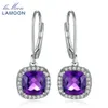 Boucles d'oreilles LAMOON 6mm 2,4ct 100% naturel violet améthyste 925 bijoux en argent Sterling boucles d'oreilles S925 LMEI001