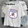 T-shirt da donna T-shirt grafica divertente per le donne T-shirt con stampa di criceti Cartoon T-shirt estive Manica corta Donna Maglietta Kawaii Camicia coreana carina