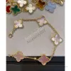 bracelet de bijoux de créateur VC Designer Vans Clover Nouvelle version haute v Trèfle à quatre feuilles en or Bracelet à cinq fleurs de coquillages roses Femme Fritillaria