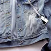 Jeans denimrockar för kvinnor vinterknapp ner smal jeanjacka huva kappa med fickhatt avtagbar överrock vinterkvinna kläder