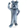 Halloween adulto tamanho cinza bulldog mascote traje para festa personagem dos desenhos animados mascote venda frete grátis suporte personalização