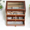 Wood Jewelry Box Drawer Ring Necklace Bangles Jewelry Boxes Organizer Large Earrings Dsiplay Tray Women Accessories Storage 240110