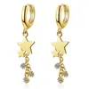 Boucles d'oreilles à clous pour femmes, couleur argent, cristal, perle ronde, pompon, étoile, charme coréen, bijoux de mariage, Eh604