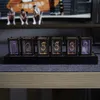 럭셔리 닉시 글로우 튜브 시계 우드 DIY 테이블 시계 크리에이티브 전자 데스크탑 클럭 RGB 무음 디지털 시계 장식 선물 240110