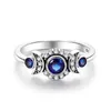 2024 Nuovo 100% 925 Sterling Silver Brillante Luna Blu Gemma Anelli Per Le Donne Pavimenta Lucido Zircone Anelli Multa Gioielli Di Compleanno Originale