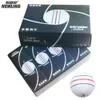 Merk Golfbal 12 stks/doos 3 kleuren volledige doel lijnen 3-delige golfspel bal Super Lange Afstand met retail-pakket dropship 240110