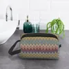 Borse portaoggetti Borsa per cosmetici personalizzata Bohemian Chic Zigzag a strati colorati Borsa per cosmetici Custodia per trucco carina di grande capacità