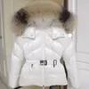 designer dames pufferjack donsjassen met vossenbontkraag geborduurde badge jas met capuchon warme winterjas met riem dames designerkleding
