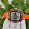 JF Richdsmers Watch Factory SuperClone Hot Selling Top Quality Watches 44MM 50mm RM1103 MCLAREN SKELETON CARBON FIBER ORANGE RUBBER TRANSPARENT MENS WRI