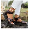 Kleid Schuhe Sandalen Frauen Anzug Sommer Heels Muffins Schuh Weibliche Große Größe Flache 2024 Frauen Strand Mode Schwarz Plattform sandalen