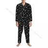 Men's Sleepwear Pajamas Suit Lapel Long Sleeve Funny Bones Male Home Clothes