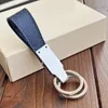 Luxury MB Full Grain Calf Leather Double Ring Keychain High Quality Gifts For Men 240110
