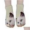 Çocuk Socks 3D baskı komik sevimli çizgi film kedi unisex kısa yaratıcı colorf mtiple kedi yüzü mutlu düşük ayak bileği kadınlar için düşmüş teslimat 2 dhsfv