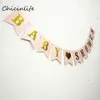 Whole-Chicinlife 1set rose lac bleu bébé douche bannière guirlande enfants fête d'anniversaire fournitures bébé douche décoration papier Bann302z