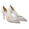 Marca de verão malha enfeites de cristal amor stiletto sandálias sapatos de couro designer festa de salto alto vestido de noite senhora gladiador sandalias EU35-43