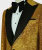 Мужские брючные костюмы с золотыми блестками, приталенный пиджак с остроконечными лацканами для жениха, одежда для вечеринки, дня рождения, свадебные смокинги