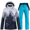 Snowboarding Suit Sets for Men and Women Snow Wear Clothing Waterproof Windproof Ski Jacket Strap Pant -30 Winter Costume 240111