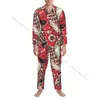 Men's Sleepwear Mens Pajamas Sets Home Suits Old School Snake And Rooster Head Tattoo Pattern Loose Homewear Long-sleeved Casual