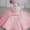Mädchenkleider Baby Mädchen Weihnachten Taufe weiß rosa Kleid Kinder Perlen 1. Geburtstag Elegante Prinzessin Party Taufe Kleinkind Vestidos H240508