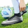 Wysokie szczycie butów piłkarskich mężczyzn butów piłkarskich ligi mecz na zewnątrz trening na świeżym powietrzu TF/FG Professional Cleats Sports Sneaker Kid Adult 240111