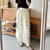 Rokken Elegante Chiffon Tiered Voor Vrouwen Vrouwelijke Casual Streetwear Dames Losse Hoge Taille Midi Rok 2024 Lente Zomer L804