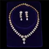 Sets HUAMI Ins Hot Koop Fijne Sieraden Topkwaliteit Vrouwen Waterdruppel Oorbellen en Hanger Ketting Sets Bloem Grote Chian Gouden Ketting