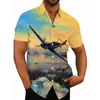 Men's Casual Shirts 3d Plane Printed Luxury Short Sleeve 2024 Vintage For Summer Streetwear Hawaiian Oversized Harajuku Clothing