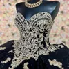 Black Off the Sparkly Shoulder Ball Gown Quinceanera Dress Applique Beaded Birthday Prom Dresses for Girl Lace Up Back es