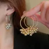Boucles d'oreilles pendantes en métal galvanisé, grappes rondes en Europe et aux états-unis, Design exagéré, Niche à la mode, 2024