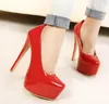 Dress Shoes Women Pumps Fashion Classic Patent Leather High Heels Nude Sharp Head Paltform Wedding Plus Size 35-44