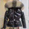 designer dames pufferjack donsjassen met vossenbontkraag geborduurde badge jas met capuchon warme winterjas met riem dames designerkleding