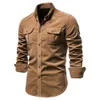 Męska jesienna koszula biznesowa Corduroy Slim Fit Casual Shirt nowa męska kurtka z długim rękawem