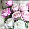 5 bouquets de roses artificielles en soie avec de longues branches utilisées pour le mariage et la décoration de la maison, fausses plantes, accessoires givrés DIY 240111