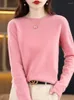 Women's Knits Fashion Merino Wool Women Knitted Cashmere Sweater O-Neck Long Sleeve Pullover Spring Autumn Clothing Knitwear Top