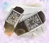 Couple Femmes Hommes Montre De Mode Boîtier En Acier Inoxydable Bracelet En Cuir horloge jour date carré noir cadran blanc Mouvement À Quartz Ultra Mince Ensemble Auger Montre-Bracelet Cadeaux