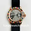 Titta på män Rainbow Bezel Automatic Mechanical Watches Rubber Strap Montre de Luxe Wristwatch For Men Sapphire Luminous With Box