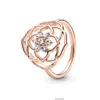Rose Blume Gold Liebe 925 Silber Ring Pan Luxus Zirkonia Herz Frauen Hochzeit Verlobung Edlen Schmuck Mädchen Versprechen Geschenk