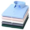 Camisas elásticas antiarrugas de alta calidad para hombre, vestido de manga larga para hombre, blusa ajustada de negocios Social, camisa de Color sólido 240111