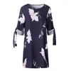 Robes de soirée Vintage Robe à imprimé floral Femmes Bowknot Noué Manches Halt Mini Demi-manches O Cou Plage Shift 5xl