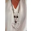 long beaded woman Boho leather necklace Bohemian style necklace heart pendant necklace 240111