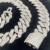 2024 15 mm 925 zilveren luxe vlekkeloze vvs stokbrood Moissanite Iced out Fine Hip Hop Jewelry Gold Cuban Link Chain ketting armband
