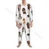 Heren Nachtkleding Heren Pyjama Sets Thuis Pakken Schattige Teckel Op Polka Dot Losse Homewear Lange mouwen Casual